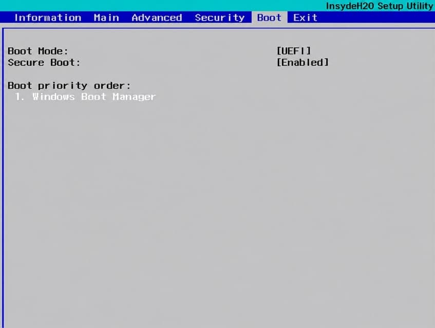 windows boot manager shown in acer nitro 5 boot priority