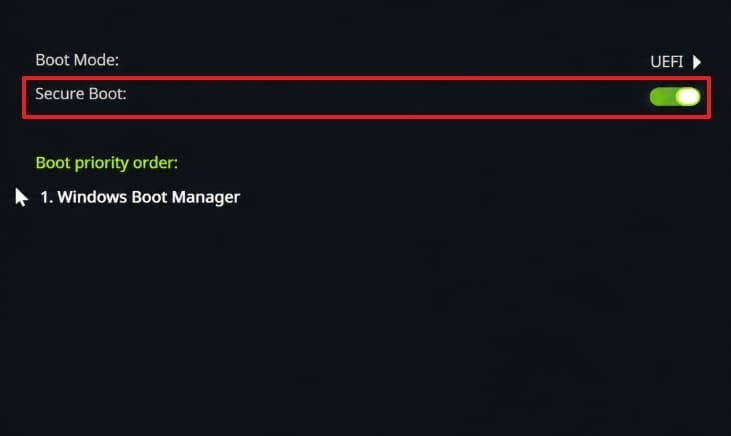 secure boot enabled in acer firmware