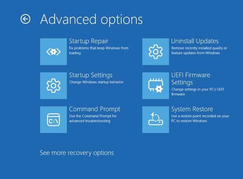 windows advanced recovery tools
