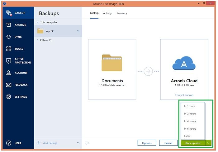 backup acronis g suite