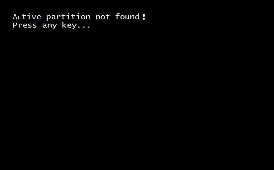 the active partition not found error