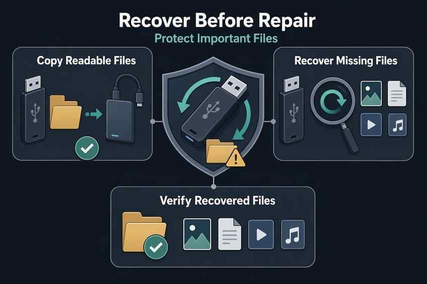 recover files before usb repair