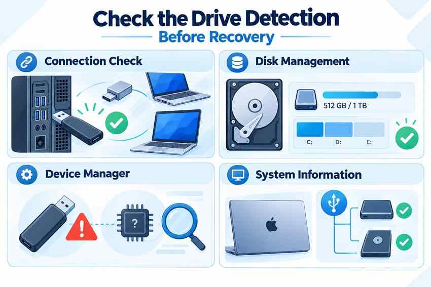 check usb drive detection status