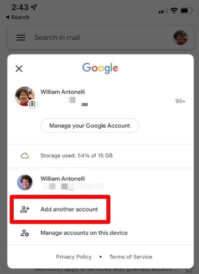 add accounts on gmail app