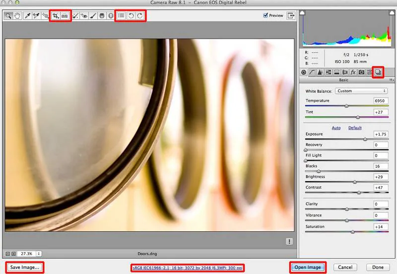 apertura di video raw in adobe photoshop