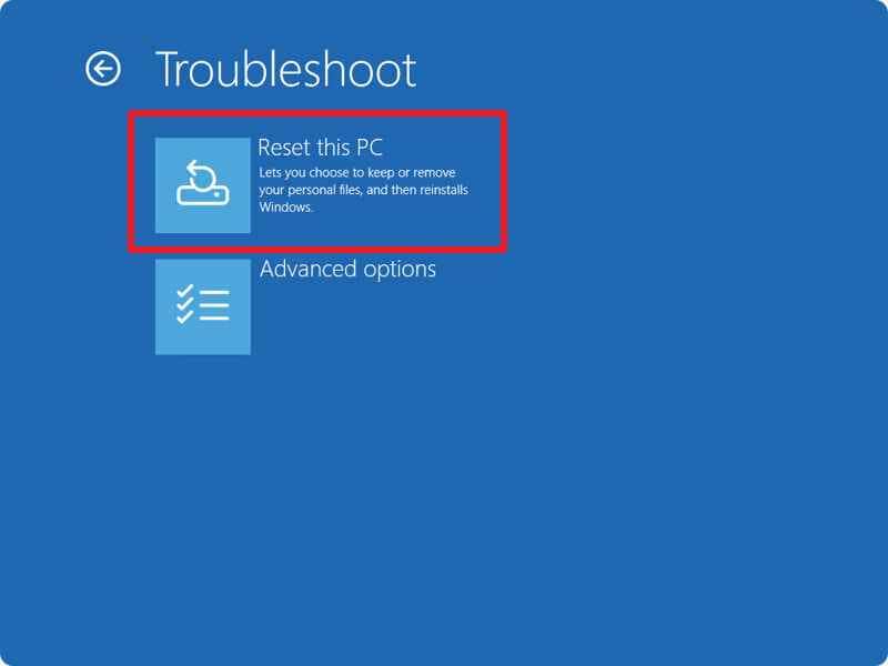 reset this pc