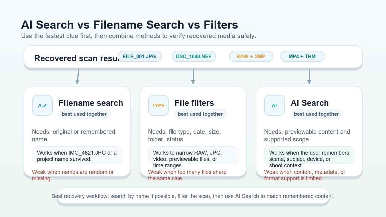 ai search vs filename search vs filters