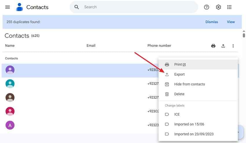 google contacts recover numbers