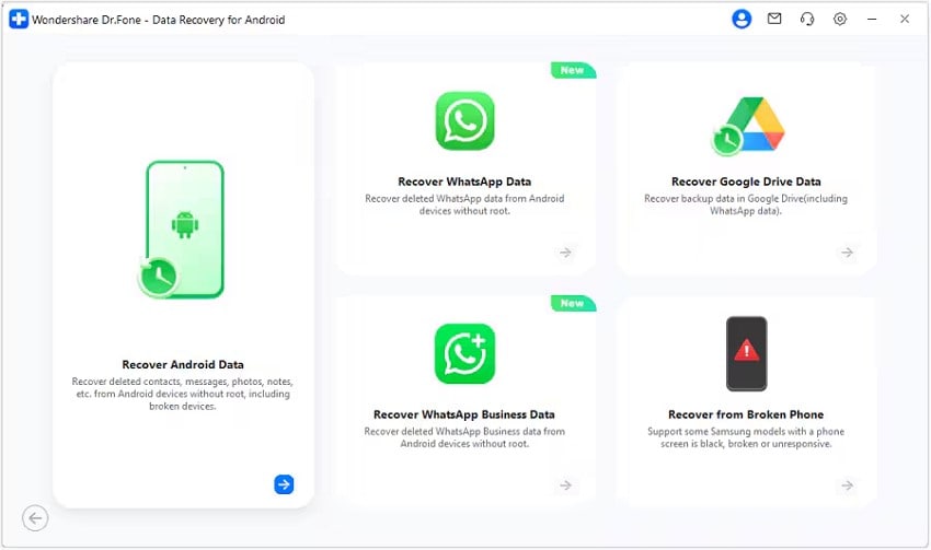 select recover android data option