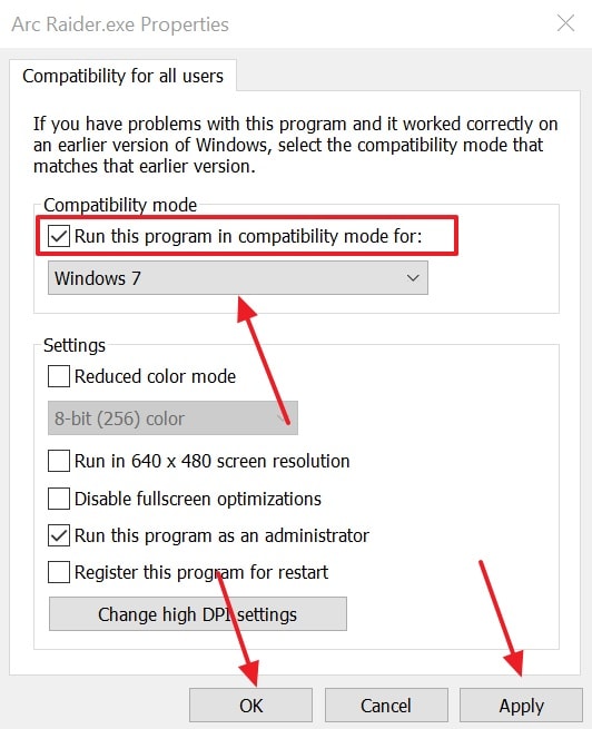 adjust windows compatibility