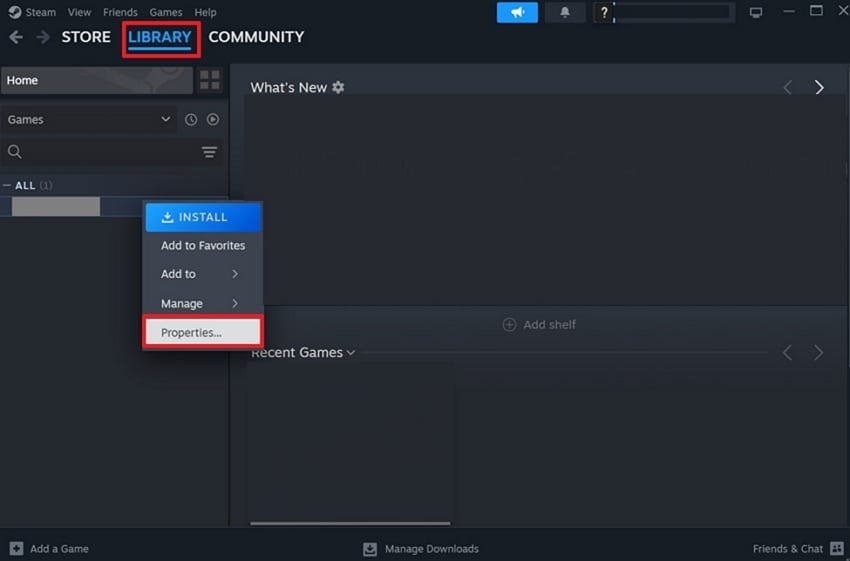 access steam library and game properties