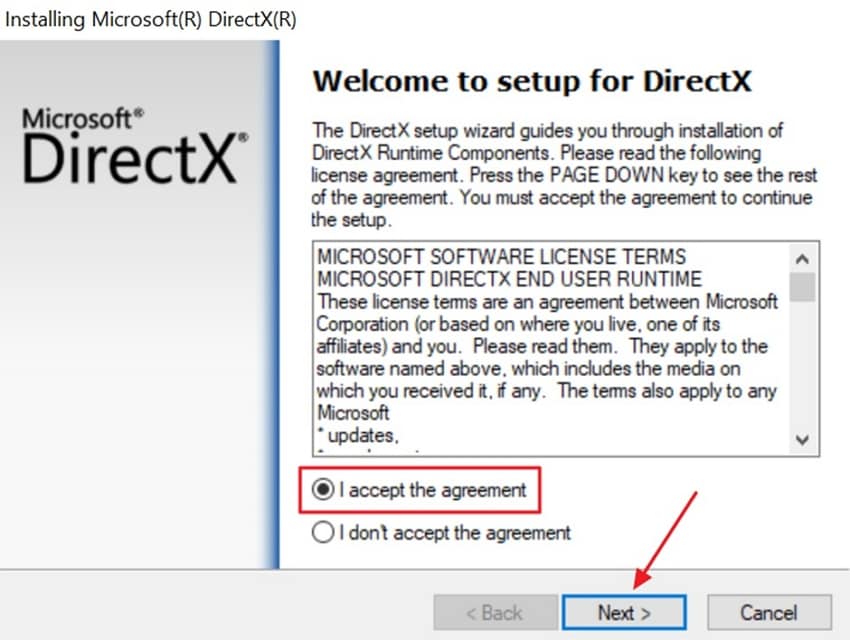 accept the directx agreement