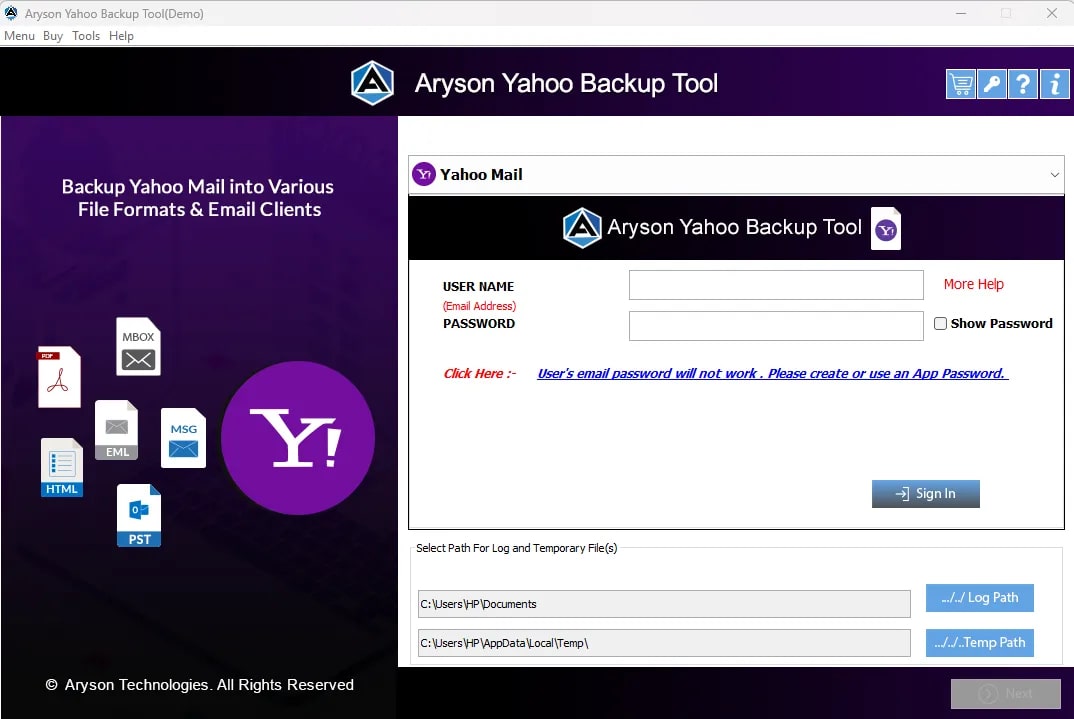 aryson yahoo mail backup tool