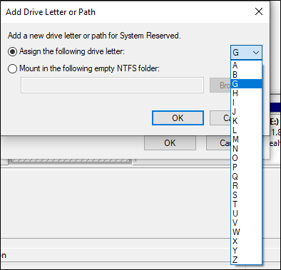assign drive letter via disk management