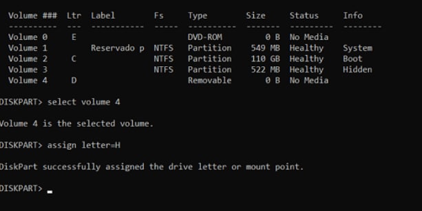 assign letter in command prompt