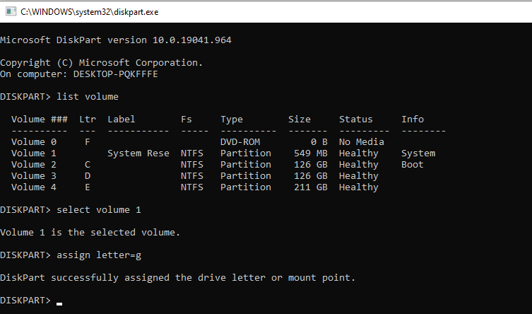 diskpart assign drive letter to vdisk