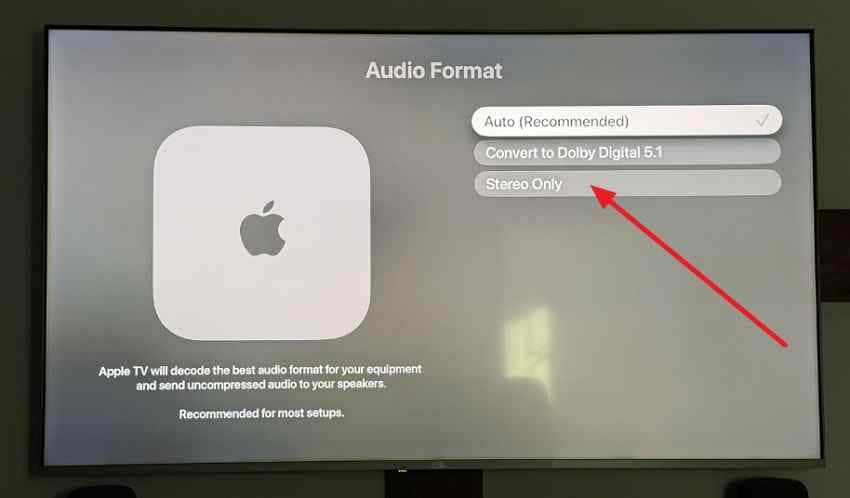 select stereo only on apple tv