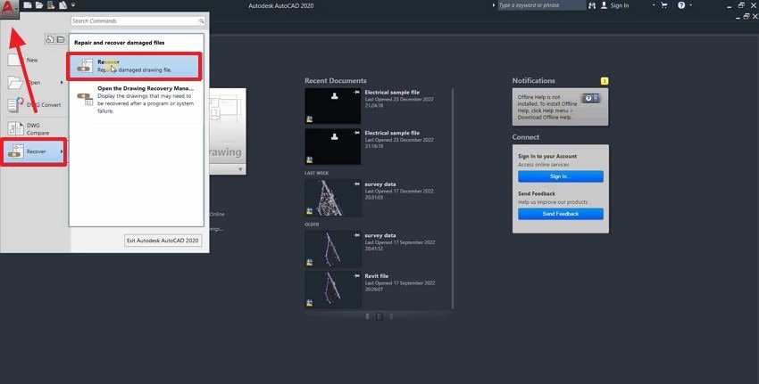 recover autocad file through recovery tool