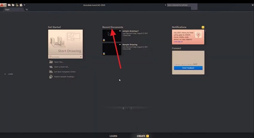 access recent documents in autocad