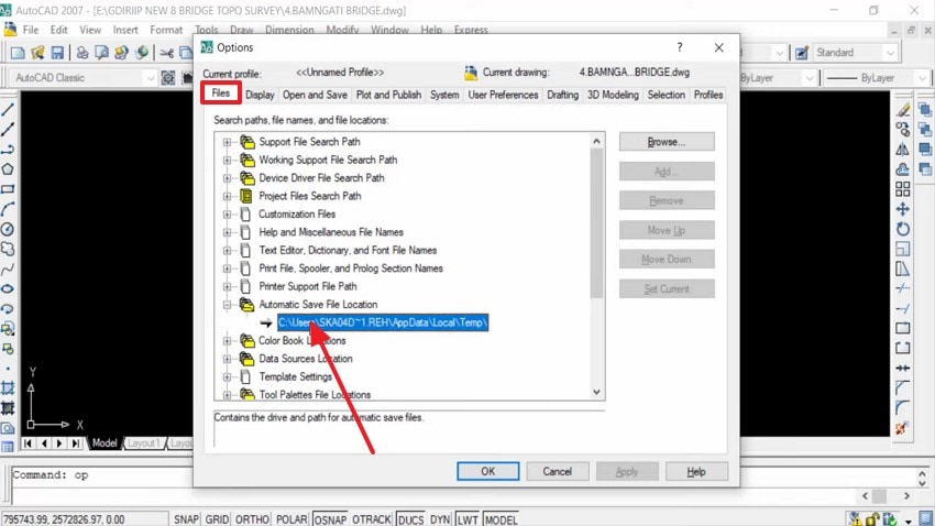 copy autocad file pathway
