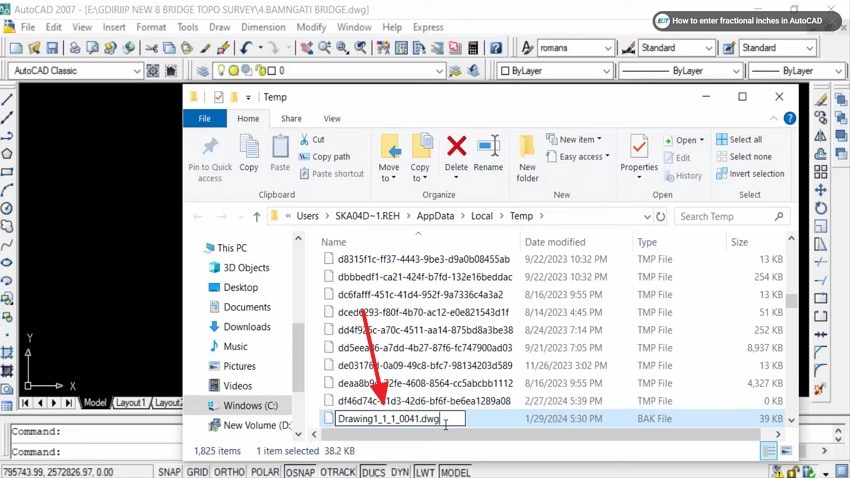 rename sv$ file to dwg