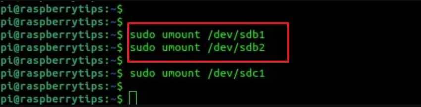 unmount the mounted partition