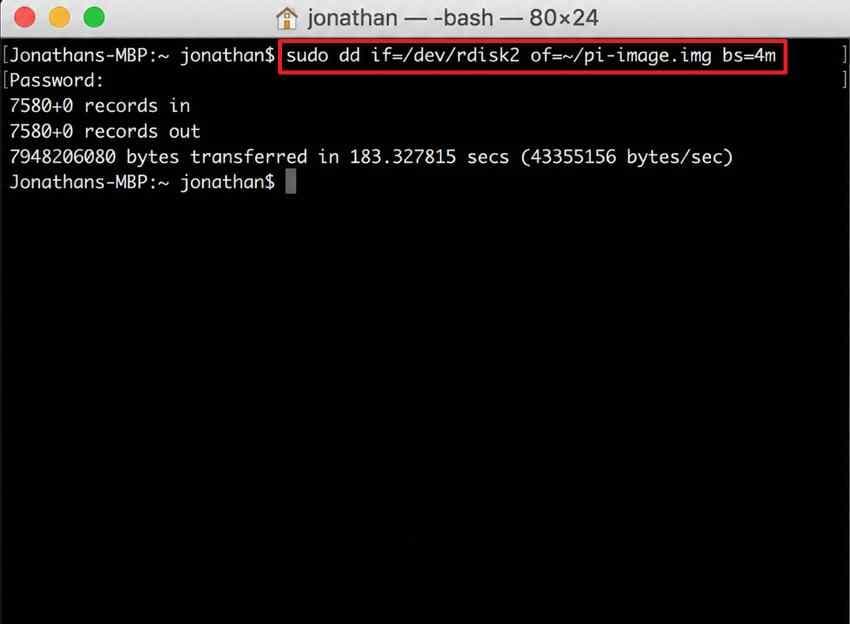 create raspberry pi image using dd