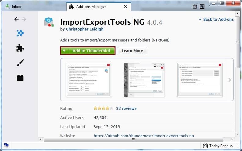 install thunderbird mail backup add on