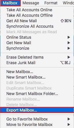 select export mailbox