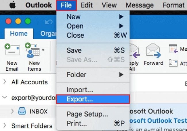 select the export button