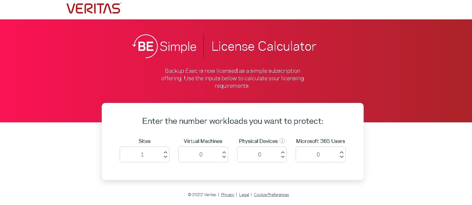 backup exec license calculator