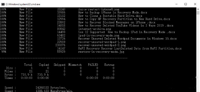 backup files from robocopy command 1