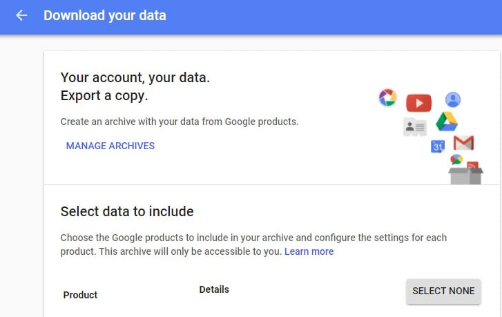 log in to google takeout
