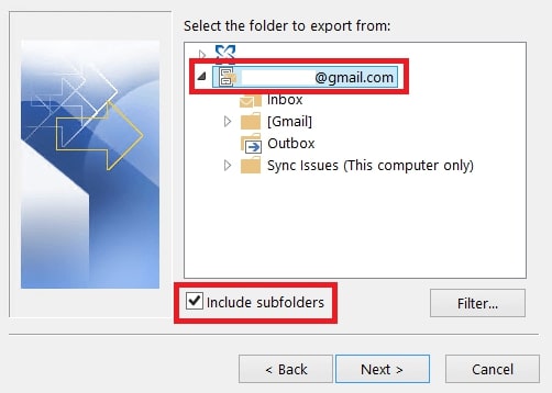 select the mailbox folders