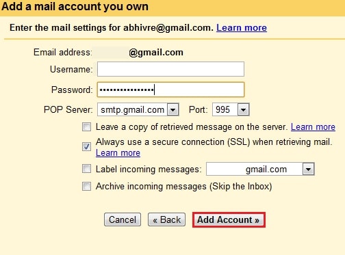 enter your primary gmail account