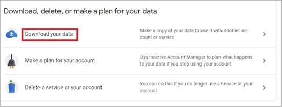 select download your data