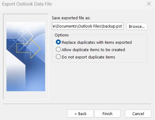 exportar arquivo de dados do outlook