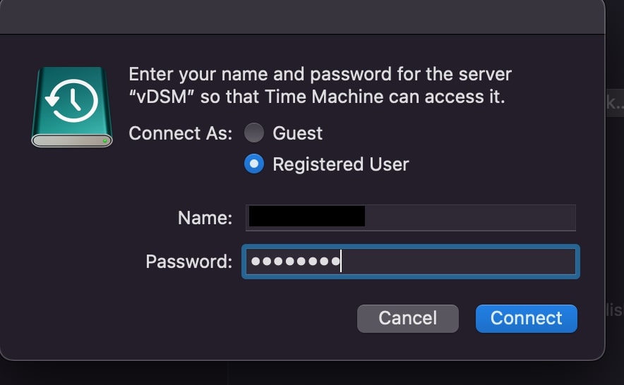 connect as registered user