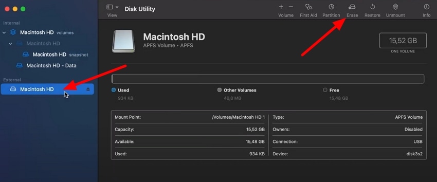 disk utility erase device