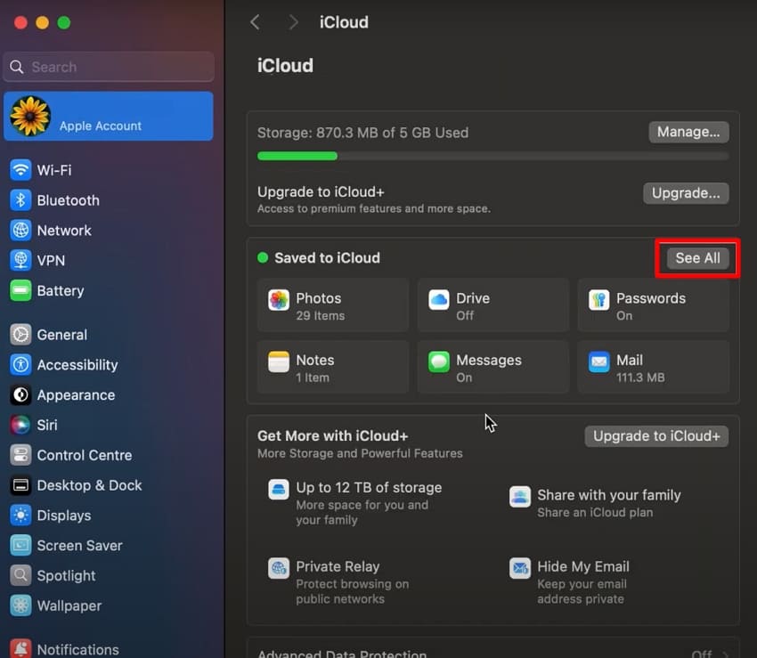 see all icloud folder