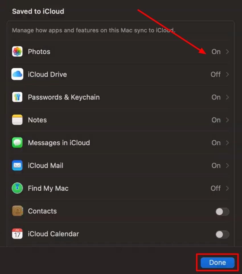turn on files to sync
