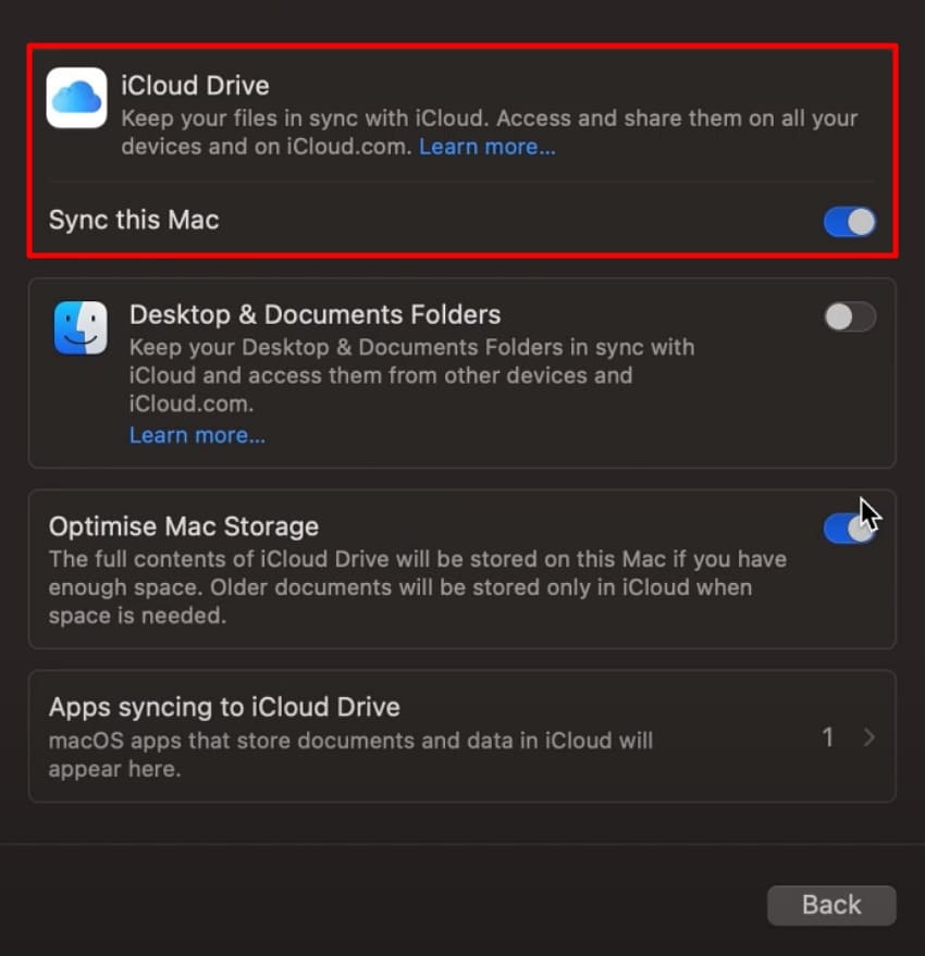 sync mac device icloud
