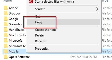 copy and paste the mozilla folder