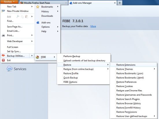 febe restore firefox profile