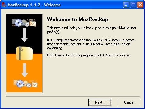open the mozbackup mozilla backup tool