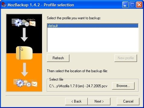 start the firefox profile backup process