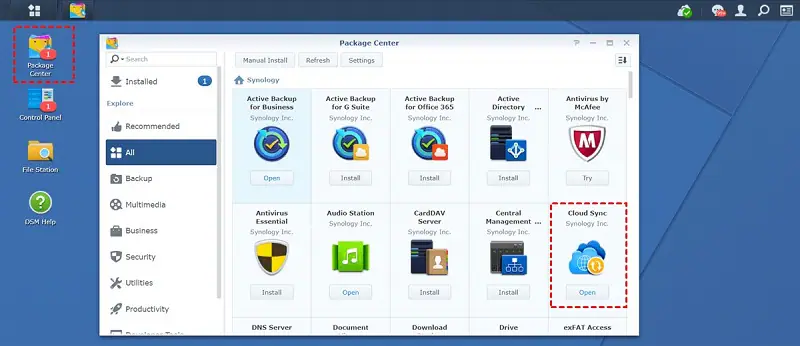 lancer synology cloud sync