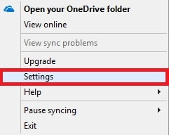go to the onedrive settings page