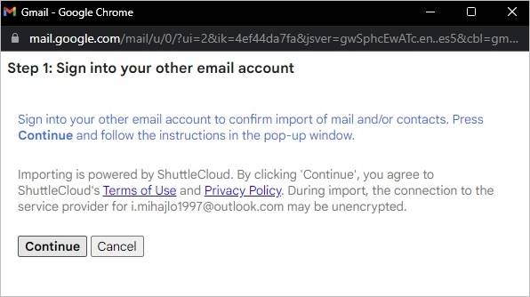 log into outlook email in gmail