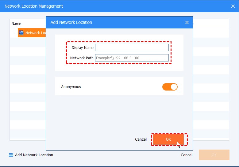 pressione a opção do dispositivo nas